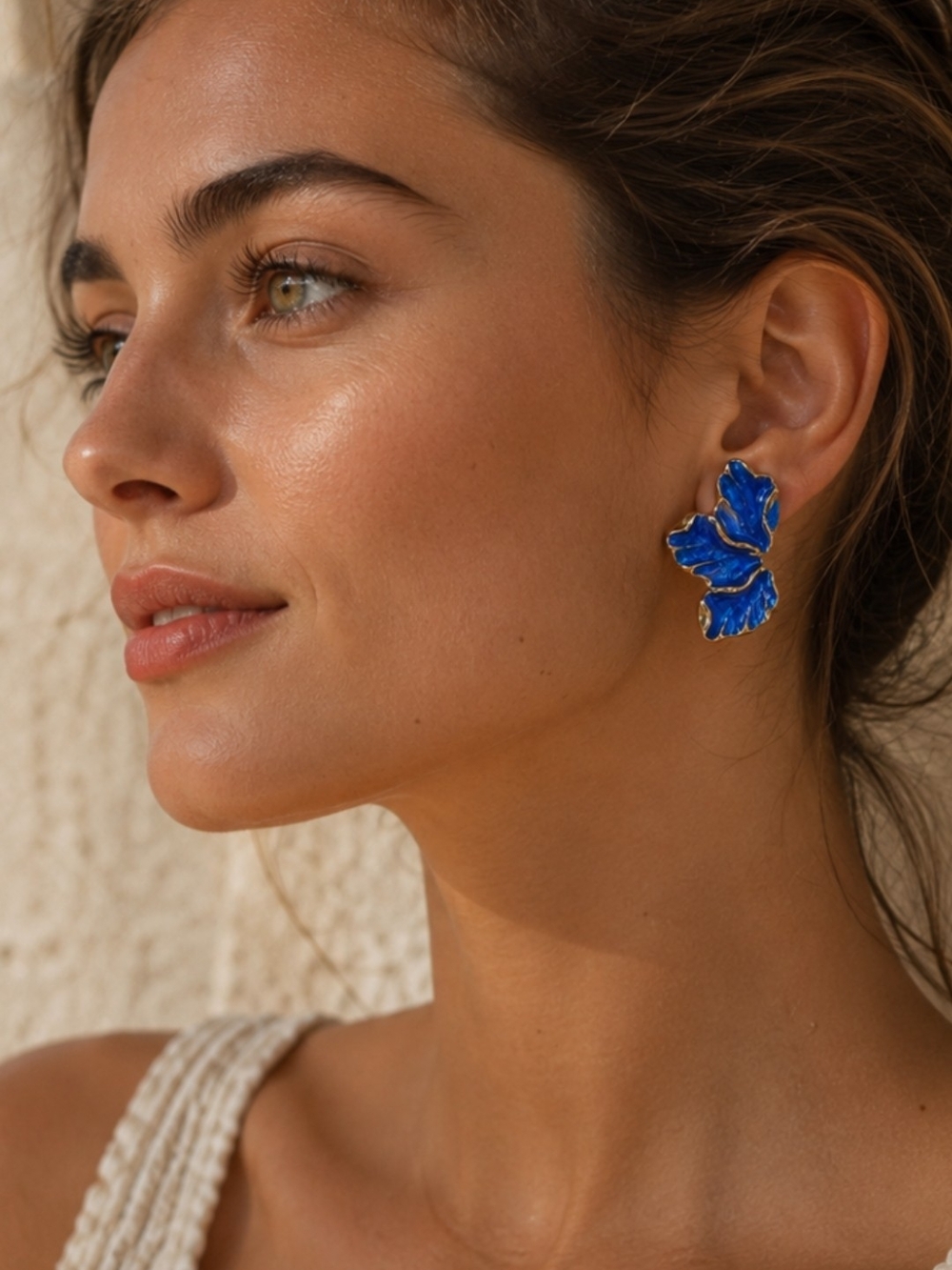 Blue Floral Statement Earrings by